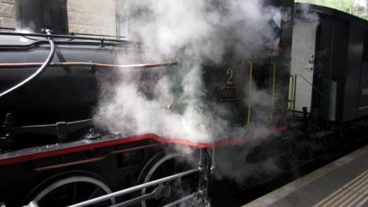 特写, 蒸汽发动机, 机车, 老, 历史, 铁路, 蒸汽火车
