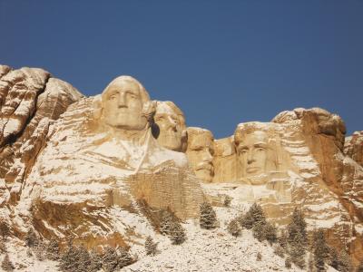 拉什莫尔山, 纪念碑, 冬天, 雪, 具有里程碑意义, 风景名胜, 南达科他州