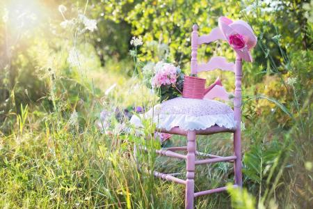 粉红色椅子, 夏季, 自然, 户外, 生活方式, 国家, 花园