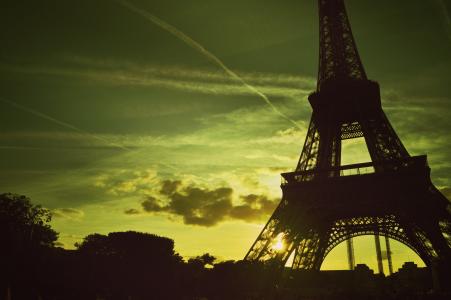 巴黎, 埃菲尔铁塔, 塔, 法国, 建筑, 日落, 美丽