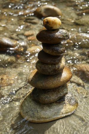 大老山, 平衡, 冥想, 水, 石头, 河, 卵石