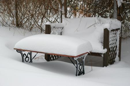 冬天, 庭院长凳, 大雪封门, 雪, 寒冷, 白雪皑皑, 冬天的心情