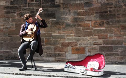 音乐, 吉他, 爱丁堡, 音乐家, 乐器, 表演者, 玩