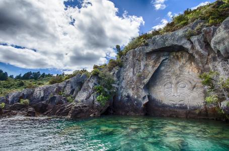 新西兰, 壁画, 毛利语, 岩石, 水, 海, 救灾