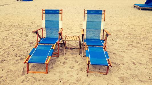 海滩, 沙滩椅, 蓝色, 椅子, 热, 田园, 岛屿