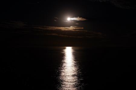 月光照耀, 海洋, 反思, 晚上, 光