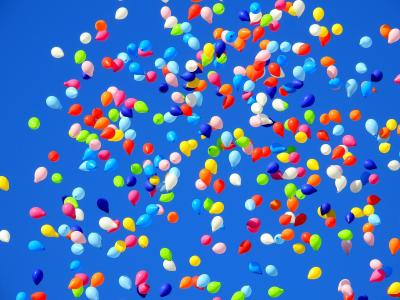 气球, 一方, 嘉年华, 移动, 天空, 生日, 婚礼