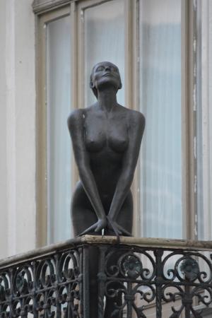雕像, 黄铜, 女人, 裸体, 乳房, 阳台, 艺术