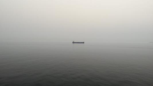 黑白, 小船, 渔夫, 有雾, 雾, 海洋, 海