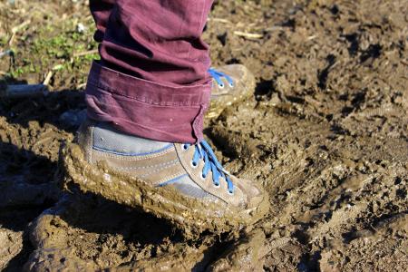 地球, 湿土, 泥浆, 地面, 滑, 鞋子, 脏