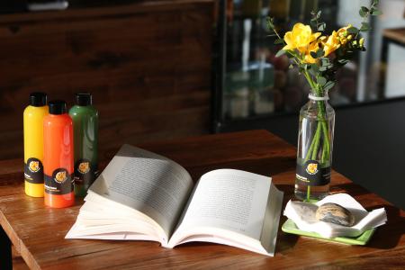 果汁, 书, 咖啡厅, 阅读, 表