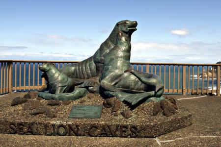 纪念碑, 海狮洞, 俄勒冈州, 美国, 海岸, 海岸线
