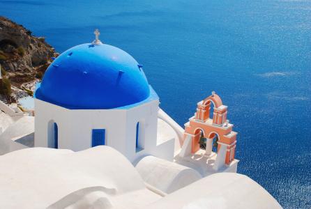 圣托里尼岛, 希腊, 教会, 岛屿, 希腊语, 白色, 蓝色