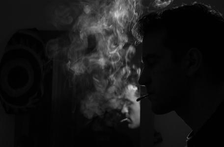 吸烟, 吸烟者, 男子, 黑色和白色, 反射镜反射, 成瘾, 习惯