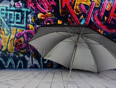 雨伞, 屏幕, 保护, 雨, 墙上, 涂鸦, 多彩