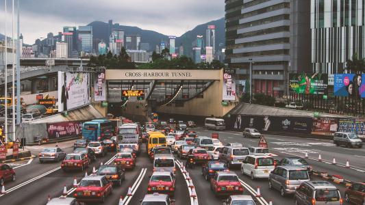 香港, 街景, 中央, 交通, 拥挤, 凤高, 隧道