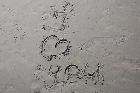 我爱你, 海滩, 爱, 运气, 心