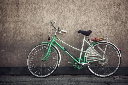 自行车, 自行车, 绿色, 体育, 墙上, 车轮, 复古