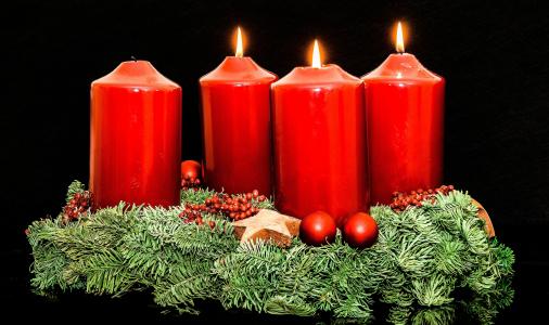 到来花圈, 来临, 圣诞饰品, 蜡烛, 第三根蜡烛, 光, 火焰