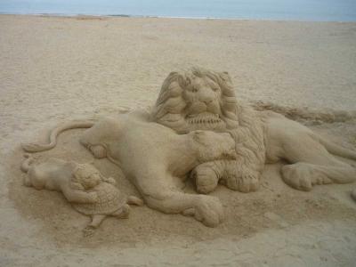沙子, 沙雕, 朝生暮死, 狮子, 动物