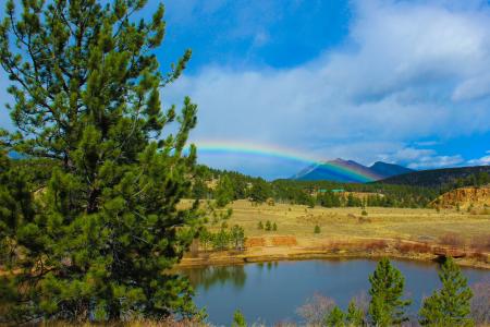 彩虹, 科罗拉多州, 水, 山, 天空, 多彩, 充满活力