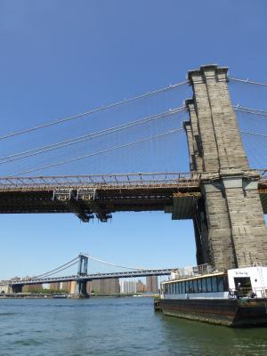 布鲁克林大桥, 纽约, 东河, 启动, 桥梁, 水, 美国