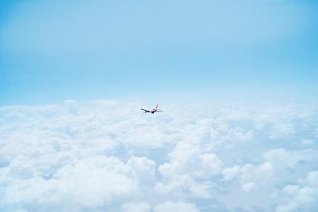 飞机, 云彩, 飞行, 在云彩, 飞机, 天空