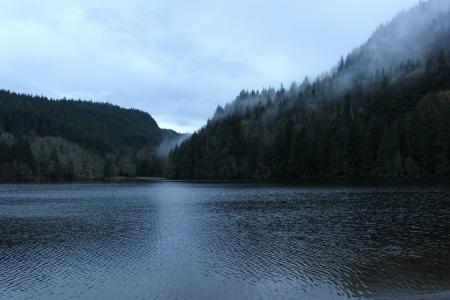 湖, 水, 山脉, 自然, 景观, 云彩, 雾