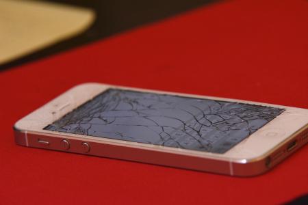 iphone, 破解, 粉碎了, 移动, 屏幕, 电话, 电话