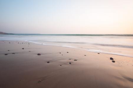 鹅卵石, 海边, 海滩, 海, 沙子, 日落, 风景