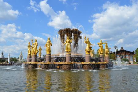 开展, 人民的友谊喷泉, 苏联, 苏联, 莫斯科, 俄罗斯, 建筑