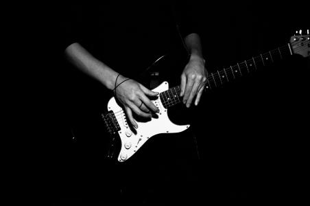 岩石, 吉他, 黑色和白色, 单色, 黑色, 音乐家, 电吉他