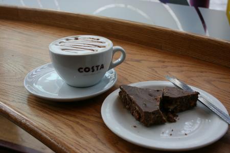 咖啡, 杯咖啡, 巧克力蛋糕, 喝咖啡休息时间, 饮食