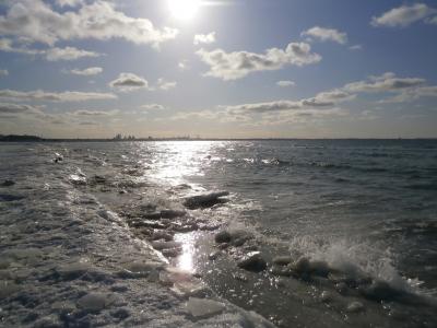 海, 太阳, 冰, 沙子, 海滩, 波