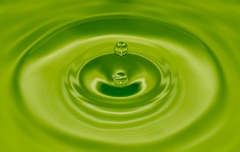 水一滴, 绿色, 波纹, 水, 下降, 自然, 液体