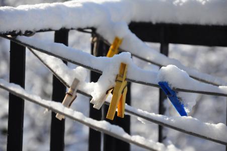 冬天, 纸夹, 贝尔, 雪, 栅栏