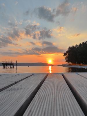 康斯坦茨湖, 湖, 日落, 阳光明媚, 太阳, 夏季, 和平