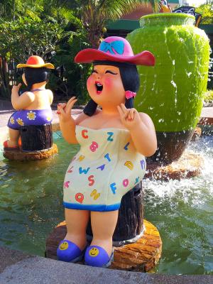 喷泉, 雕塑, 最爱的娃娃, 女孩, 公园, 夏季, 泰国女孩
