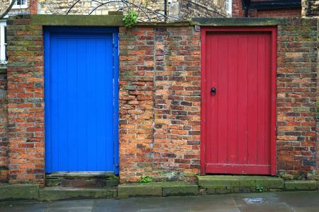 门, 红色, 蓝色, 入口, 首页, 房子, 木制