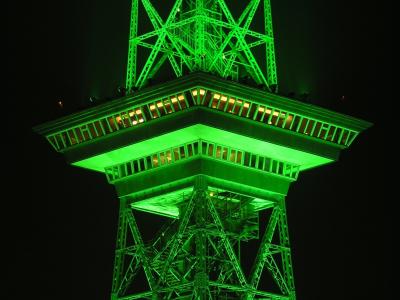 绿色, 领导, 光, 塔, 无线电塔, 柏林, 晚上, 照明