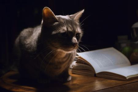 猫, 动物, 宠物, 首页, 晚上, 书, 国内