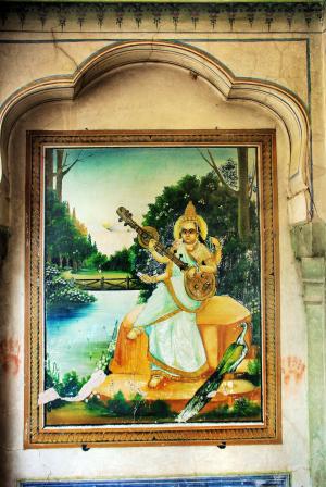 印度, 拉贾斯坦, shekawati, mandawa, 壁画, 墙上, 绘画