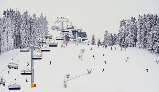 温特贝格, 北坡, hochsauerland, 滑雪缆车, 离开, 滑雪运动员, 滑雪