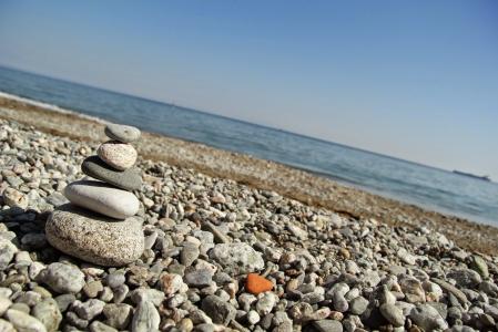 海, 石头, 禅宗, 禅宗的石头, 海滩, 水, 夏季