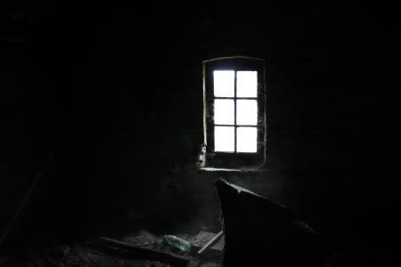 窗口, 黑暗, 阁楼, 灰尘, 蜘蛛网, 地, 光
