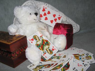 泰迪, 玩具熊, 毛绒玩具, 软玩具, 毛绒的动物玩具, 卡, 玩纸牌