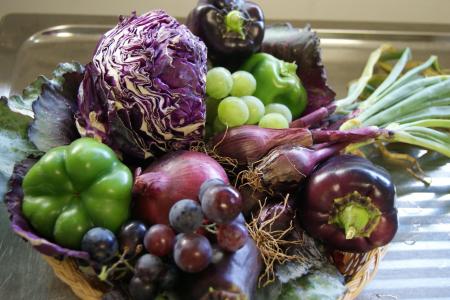 蔬菜, 水果和蔬菜, 红球甘蓝, 辣椒, 葡萄, 葱