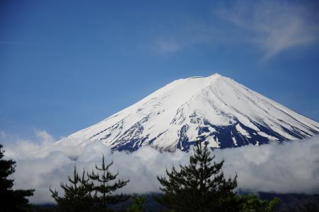 富士山, 景观, 富士, 自然, 天空, 山, 雪