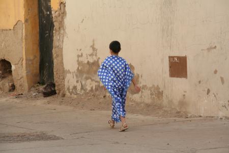 摩洛哥, 街道, 视图, 小女孩