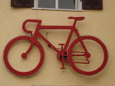 车轮, 自行车, 红色, hauswand, 艺术